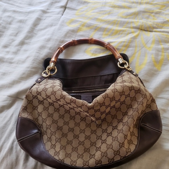 Authentic Gucci GG monogram hobo bag with bamboo handle - Picture 3 of 6